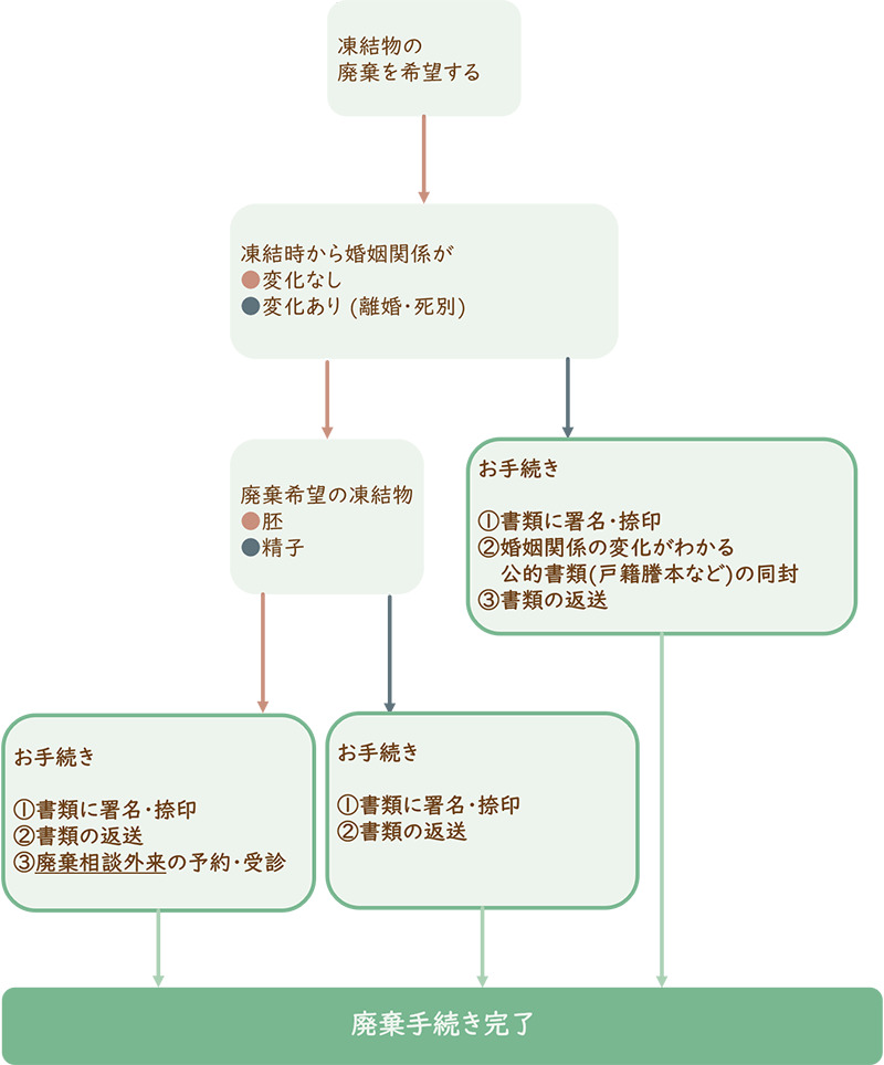 凍結物の保存期限延長手続きの流れ（胚・精子）